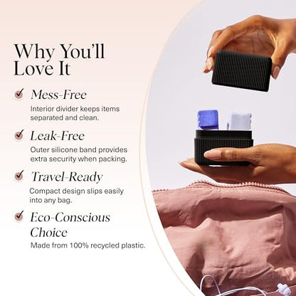 Kitsch 2-Compartment Travel Soap Case – TSA-Approved Bar Soap Holder - color: Black, size: 2 Compartment