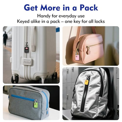 SURE LOCK Mini TSA Approved Keyed Luggage Lock – One Key Opens All, Fits Tight Zipper Gaps & Small Pull Holes, Compact Travel Lock for Suitcases, Backpacks & Handbags - color: GREEN 2 LOCKS