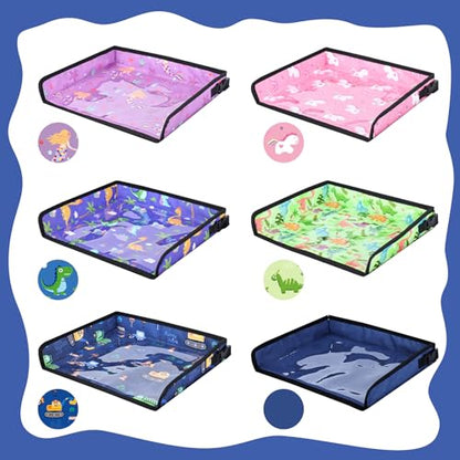 Kids Tray Table Cover, Airplane Tray Cover with Pockets - color: Dark Blue