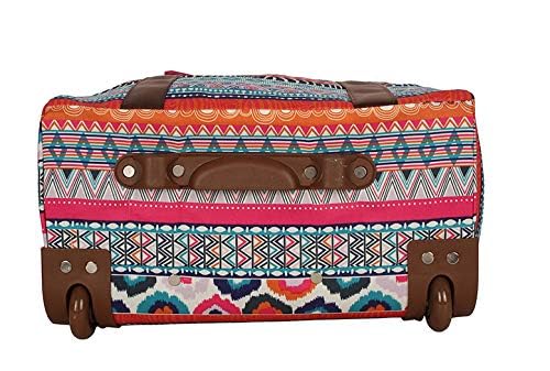 Lily Bloom Designer Under the Seat Tote Cabin Luggage Collection - 15 Inch Patterned Carry on Bag For Women - Lightweight Suitcase with 2 Rolling Spinner Wheels (Tribal Stripe) - color: Tribal Stripe