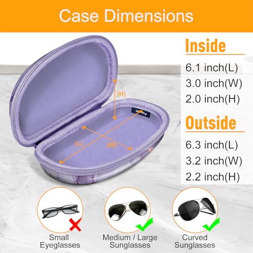 FINTIE Sunglasses Case with Carabiner, Hard Shell Shockproof Sport Glasses - color: Lilac Marble