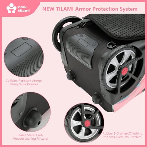 NEW TILAMI 20 Inch Rolling Backpack for School Stair-Climbing Big Wheel - color: Pink Dawn
