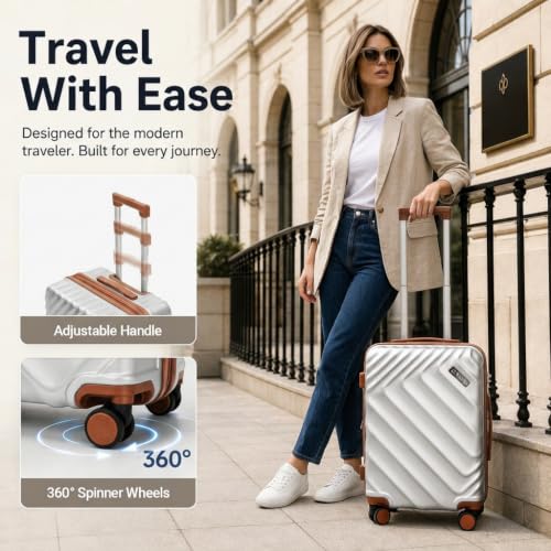 Rosamo 6-Piece Hard Shell Expandable Luggage Set, Airline Approved Carry-On - color: Silver