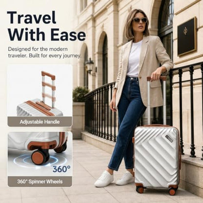 Rosamo 6-Piece Hard Shell Expandable Luggage Set, Airline Approved Carry-On - color: Silver