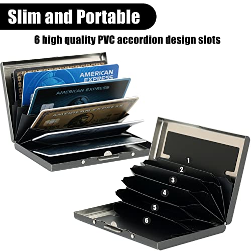 BONSYL® Metal Credit Card Holder Wallet, Ultra Thin RFID Blocking Credit Card Wallet with 6 Slots for Men and Women.(6 Card/Black/Flower) - color: 6 Card/Black/Flower