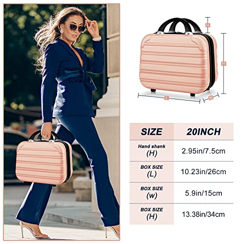 14 inch Hard Shell Makeup Train Case Portable PC ABS Mini Suitcase - color: pink