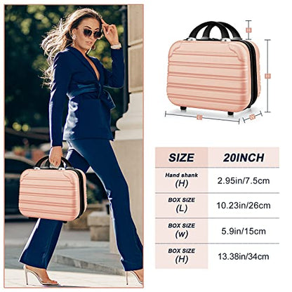 14 inch Hard Shell Makeup Train Case Portable PC ABS Mini Suitcase - color: pink