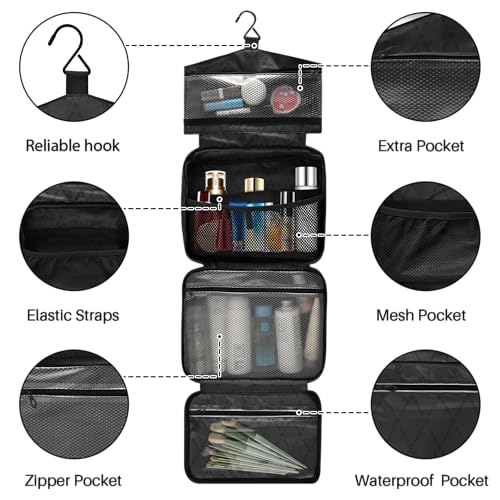 MNSRUU Hanging Toiletry Bags for Women Travel, Gothic Bright Skulls Toiletry Organizer Portable Travel Toiletry Bags Clear Wash Bags Makeup Bag Cosmetic Bag - color: Skulls 197