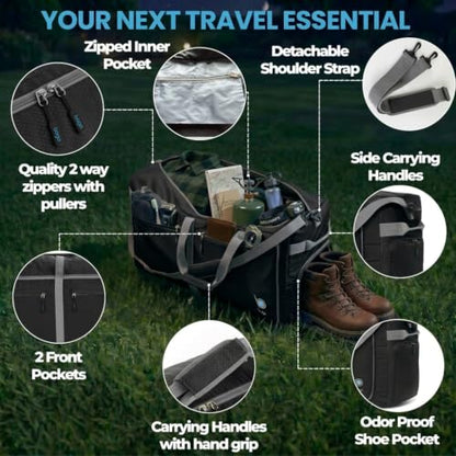 Bago Travel Duffle Bag for Women & Men. Extra Large Foldable Duffel Bags - color: Black, size: 120L