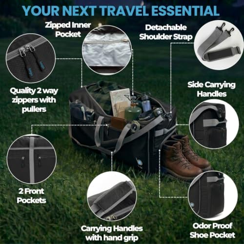 Bago Travel Duffle Bag for Women & Men. Extra Large Foldable Duffel Bags - color: Black, size: 120L