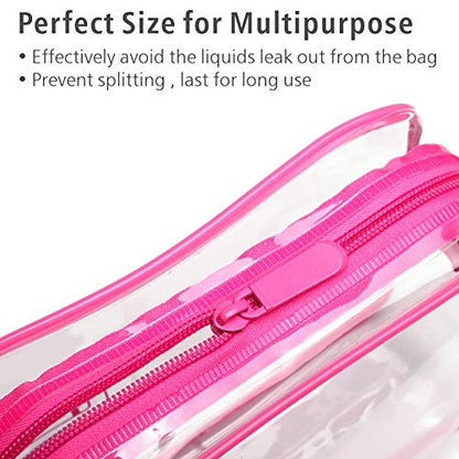 PACKISM TSA Approved Toiletry Bag - Clear Makeup Bag Travel, Fuchsia Pink - color: Bright Rose Red, size: Medium Set