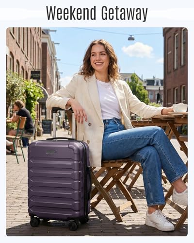 LIGHT FLIGHT Carry On Luggage 22x14x9 Airline Approved Suitcase,Light Blue - color: Light Blue