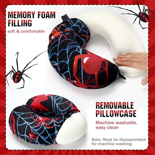 Gilprop 2 Pcs Spiderweb Neck Pillow for Travel with Sleep Eye Mask - style: Spiderweb