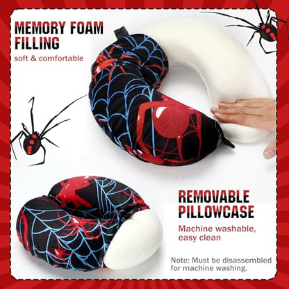 Gilprop 2 Pcs Spiderweb Neck Pillow for Travel with Sleep Eye Mask - style: Spiderweb