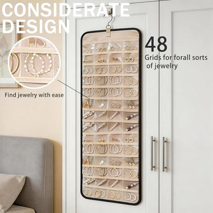LAKSMI Double-Sided Hanging Jewelry Organizer, 48 Pockets & 21 Hooks - color: Black1