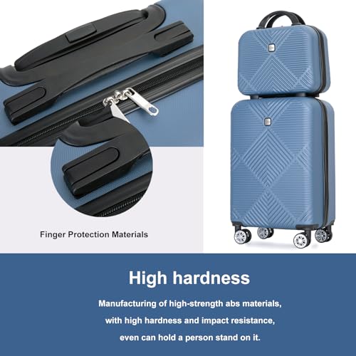 Tripcomp Carry-on Luggage Set 2 Piece Hardside Suitcase With Spinner Wheels - color: Blue-2, size: 2 Piece Set(14/20)