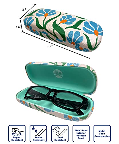 JAVOedge [4 PACK / 3 PACK], Printed Pattern Durable Hard Clamshell Eyeglass Case with Bonus Microfiber Cloth - color: Florals - Style G, size: 3 PACK