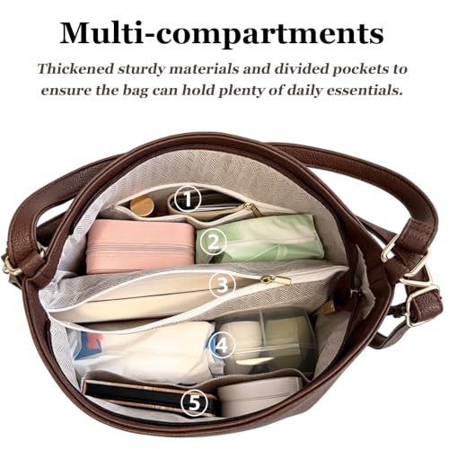 Convertible Backpack Purse for Women with Compartments and Pockets - color: Coffee