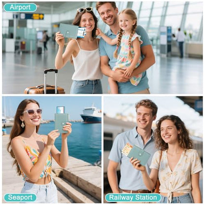 Passport Holder for Travel RFID Blocking Passport Wallet Cover - color: Light Green