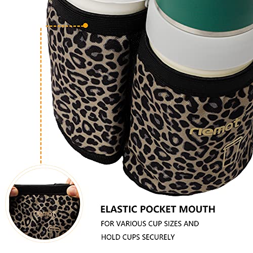 riemot Luggage Travel Cup Holder Free Hand Suitcase Drink Carrier Leopard - color: Hook & Loop: Leopard