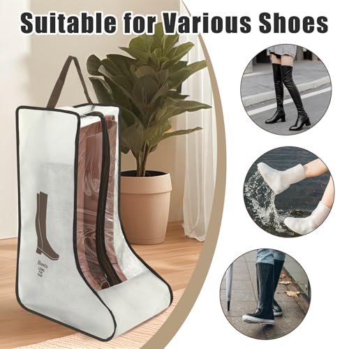 2 Pack Boot Storage Bag, Portable Dust Proof Boot Bags for Cowboy Boots - color: 2 Pack Beige
