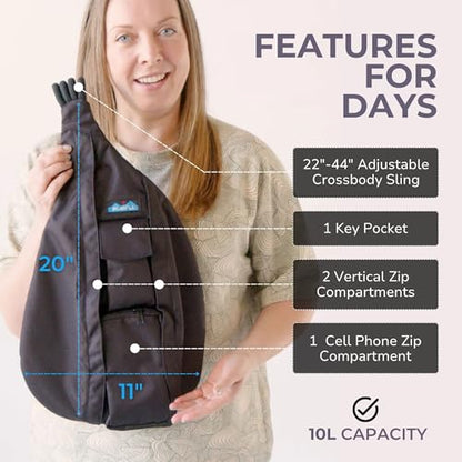 KAVU Rope Sling, Water-Resistant Crossbody Bag - color: Terrain Topo