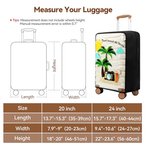 Clear PVC Suitcase Cover Protectors 20 Inch Luggage Covers - color: Coconut Tree-20 inches