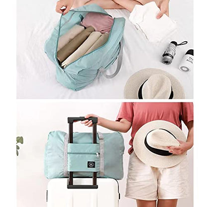 Foldable Travel Duffel Bag (2 Pack), For Spirit Airlines, Weekender Overnight Bag, Tote Carry on Luggage Sport Duffle Weekender Overnight for Women and Girls (Pink Blue) - color: 2Pack -Pink Blue
