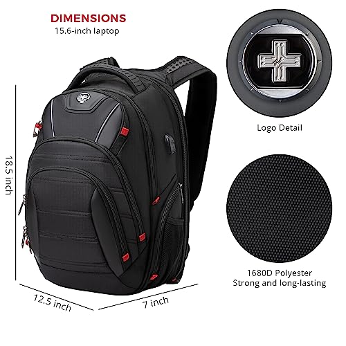 Swissdigital Design Travel Laptop Backpack for Men with TSA Friendly J14-BR - color: Black