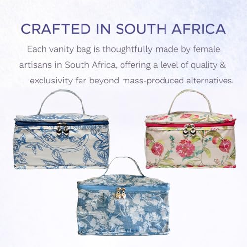Vanity Bag/Train Case - Water-Resistant, PVC-Lined, Easy to Clean, Compact & Travel Ready Makeup Organizer - Leaf Dance Print - color: Leaf Dance, size: Large Vanity/Train Case