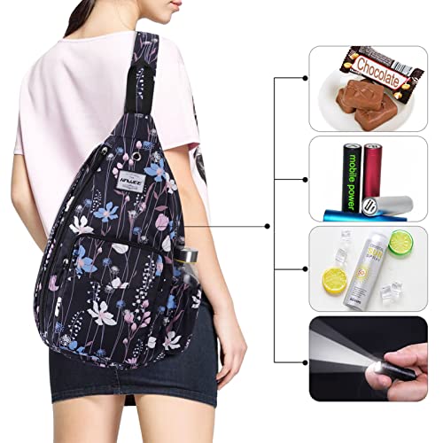 Backpack Sling for Women Anti-Water Crossbody Bag Inclined Adjustable Pack - color: Dreamy Flower