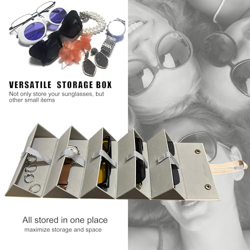 Longjet Sunglasses Organizer Travel Glasses Case Eyeglasses Storage Box - color: Beige