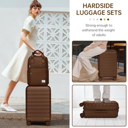 Carry On Luggage Set 3 Piece, Carry-on Suitcase With Wheels - color: BT-Mocha