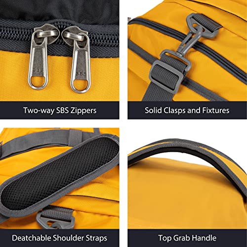 Ubon Convertible Duffel Backpack Weekender Gym Bag with Shoe Compartment - color: Yellow, size: 55L