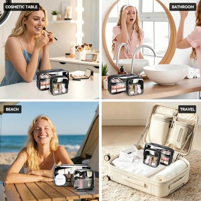 WLLWOO Clear Makeup Bag Small Cosmetic Pouch Travel Toiletry Organizer - color: 1pcs-Medium-Black