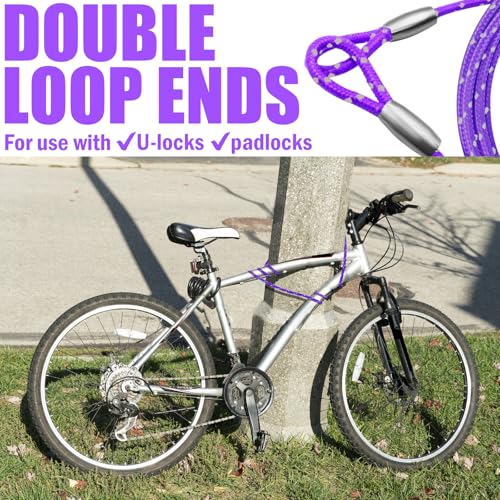 0.13IN Security Steel Cable Bike Lock Cable - color: Purple, size: 4ft（2Pack）