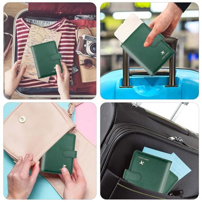 Cnycmy Passport Holder for Travel,Passport Cover Case with RFID - color: Leatherate-Green