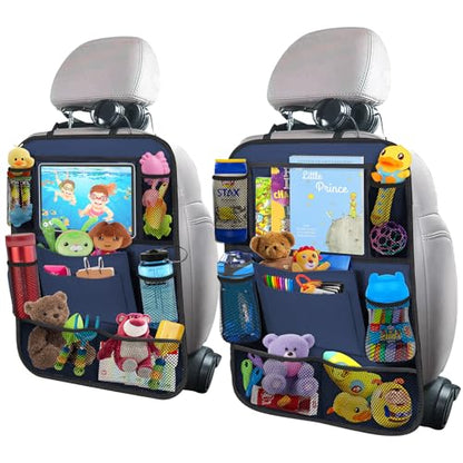 Backseat Car Organizer w/ 10 Storage Pockets, 11" Tablet Holder, 2 PCS Blue - color: Blue
