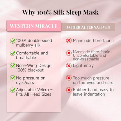 Silk Sleep Mask – 100% Mulberry Silk Eye Mask for Sleeping - color: Silk Pink