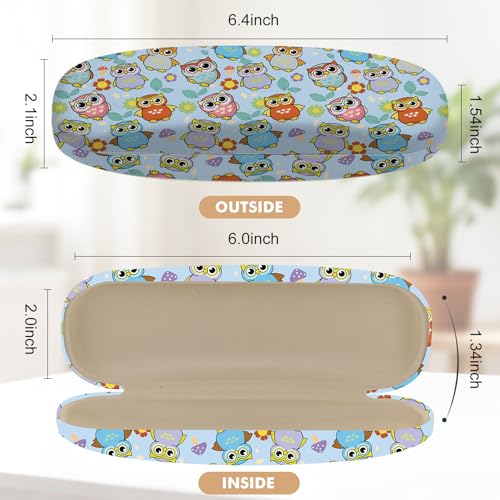 Glasses Case Hard Shell,Portable Protective Eyeglasses Case, Eyeglass Holder Box with Cleaning Cloth, for men women - color: Owl