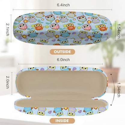 Glasses Case Hard Shell,Portable Protective Eyeglasses Case, Eyeglass Holder Box with Cleaning Cloth, for men women - color: Owl
