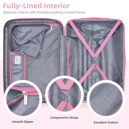 LARVENDER Carry on Luggage Sets 3 Piece, 20 Inch Suitcases, Peach Sparkling - color: Peach Sparkling-20BP, size: 3 Piece Set (Backpack/TB/20)