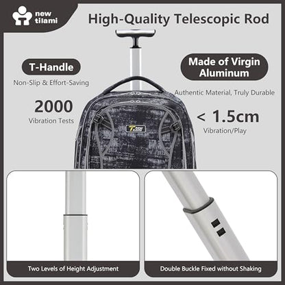 NEW TILAMI 20 Inch Rolling Backpack for School Stair-Climbing Big Wheel - color: Grey Mosaic