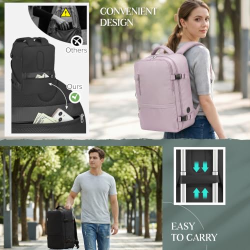 Personal Item Travel Bag Frontier Airlines 18x14x8 Personal Item Backpack Water Resistant Travel Backpack Carry On Casual Daypack for Weekender College Commuting Business Work - color: Black