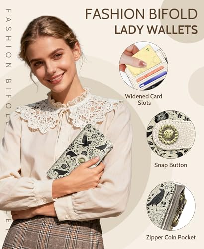 GIANCOMICS Crow Womens Wallet RFID Blocking, Goth Credit Card Holder Bifold - color: Crow