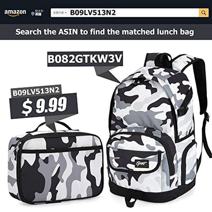 rickyh style School Backpack Travel Bag for Men & Women Lightweight College - color: 04camouflage White