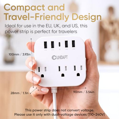 Unidapt Cruise Approved Power Strip, Non Surge, US to Europe Plug Adapter