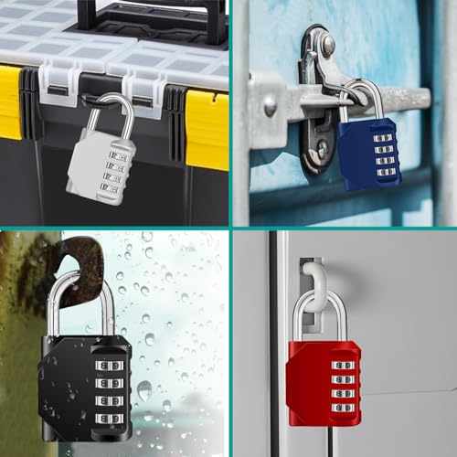 ZHEGE Combination Padlock 2 Pack, 4 Digit Lock for Locker (Silver & Red) - color: 2P, Sliver&Red, size: 2P