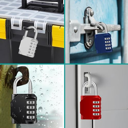 ZHEGE Combination Padlock 2 Pack, 4 Digit Lock for Locker (Silver & Red) - color: 2P, Sliver&Red, size: 2P