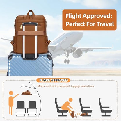 KKXIU Backpack Purse for Women, Multi-pocket Backpack for Travel, Work - color: Brown